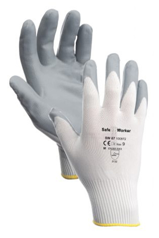 Flexible Handschuh grau/weiß, Größe 10/XL