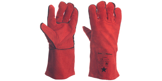 Schweißerhandschuhe Rindsleder, rot (dick), pro Paar