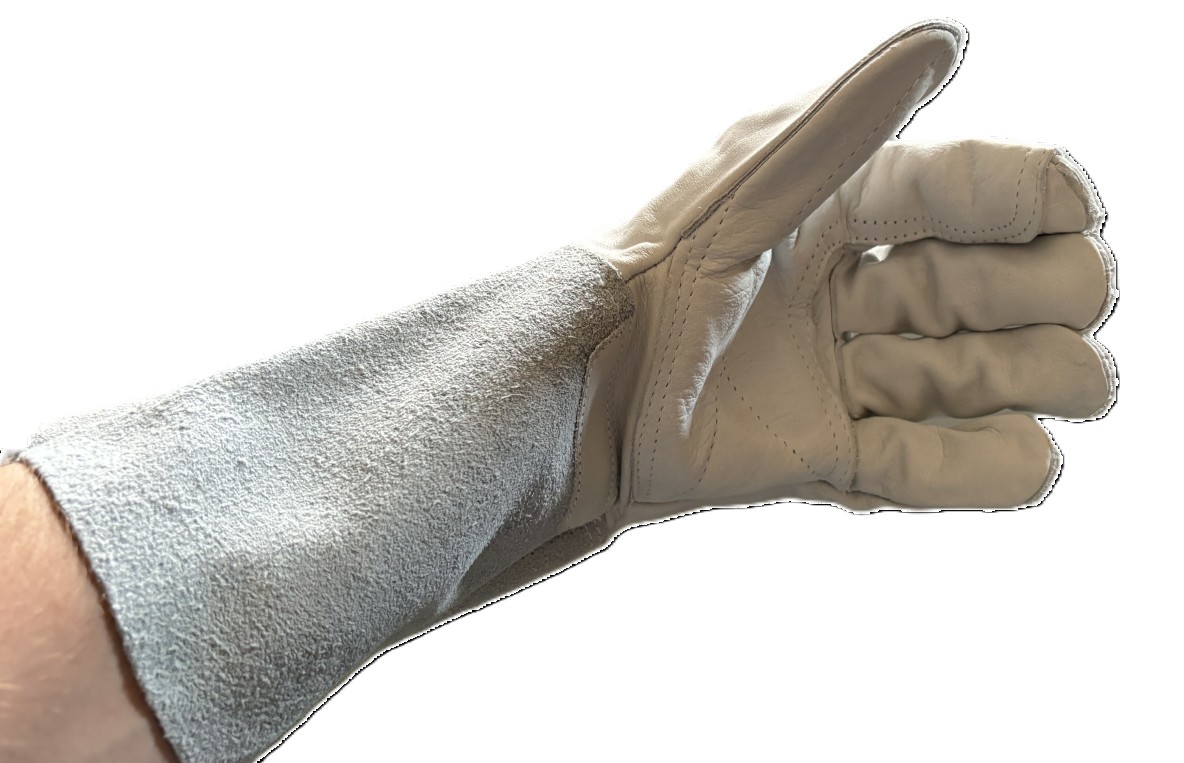 Schweißerhandschuh single, links (stark), 15cm Stulpe, Größe 9/L