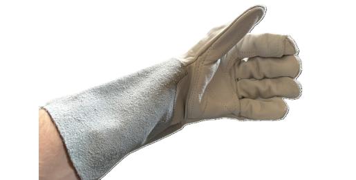 Schweißerhandschuh single, links (stark), 15cm Stulpe, Größe 9/L