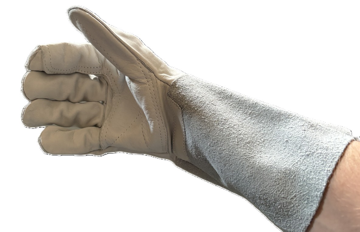 Schweißerhandschuh single, rechts (stark), 15cm Stulpe, Größe 9/L