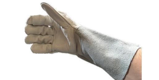 Schweißerhandschuh single, rechts (stark), 15cm Stulpe, Größe 9/L